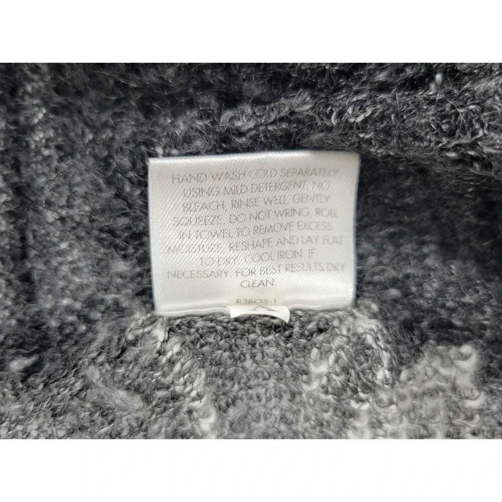 Eileen Fisher  R3BOS-1 Wool Blend Black/Gray Lightweight Knit Cardigan Womens XS